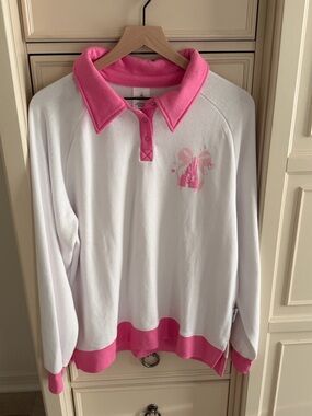 Disney White and Pink Pullover Sweatshirt